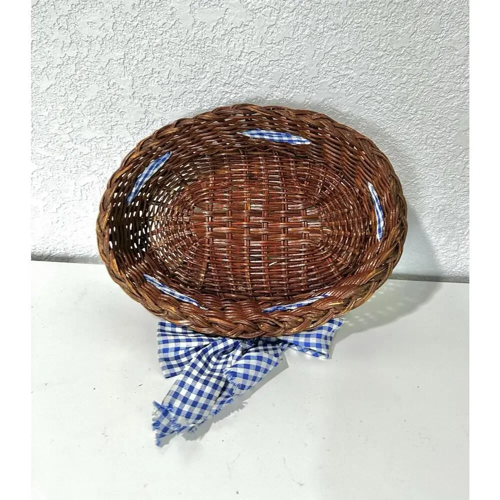 Teamson 1995 Casserole Baking Dish Oval Country Home and Woven Basket with Bow